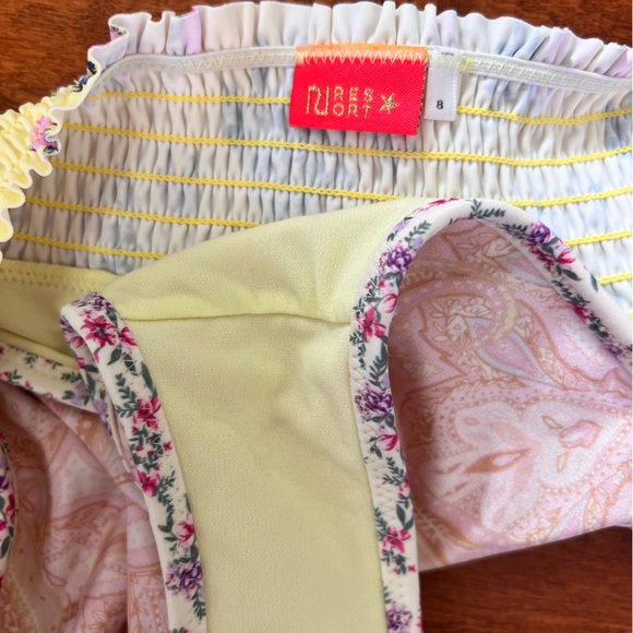 Asos Yellow Floral Nude Pink Paisley High Waist Underwire Bikini Set Sz 4 - Picture 12 of 12